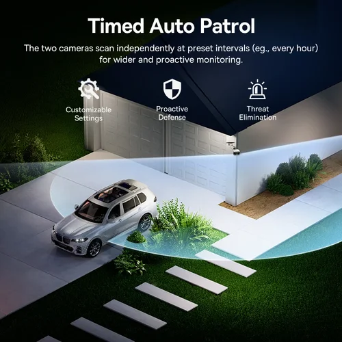Imagen 2 del producto Cámara de Seguridad Baseus Security X1 Pro para Exteriores, Cámara Inalámbrica Dual 3K con Panel Solar, Reconocimiento Facial, Seguimiento Inteligente con IA