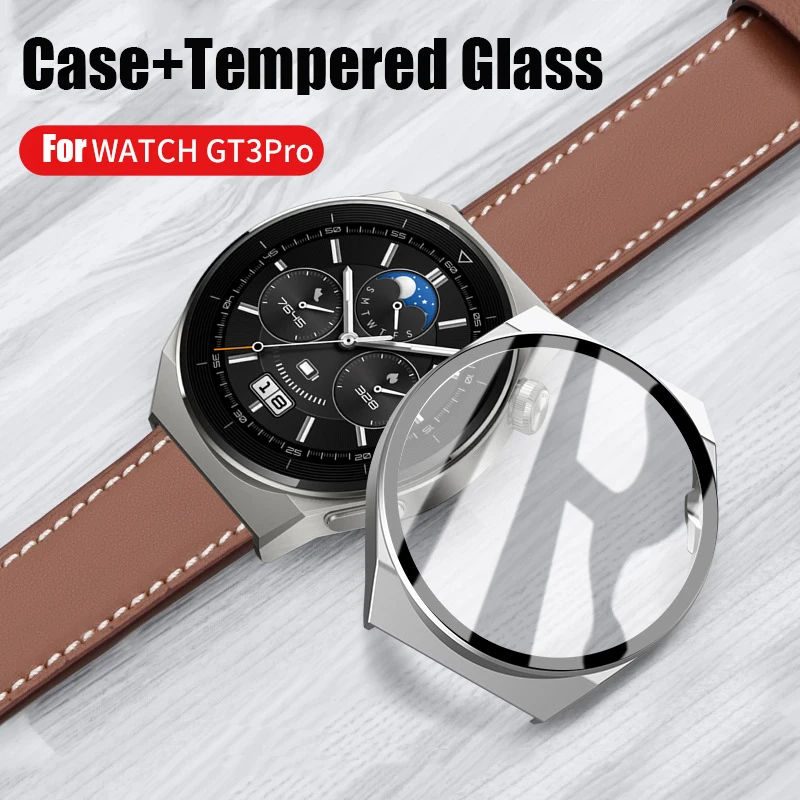 Glass+Case for Huawei Watch GT3 GT 3 Pro 46MM PC Hard Screen Protector Protective Bumper Anti-scratch Tempered Glass Case Cover