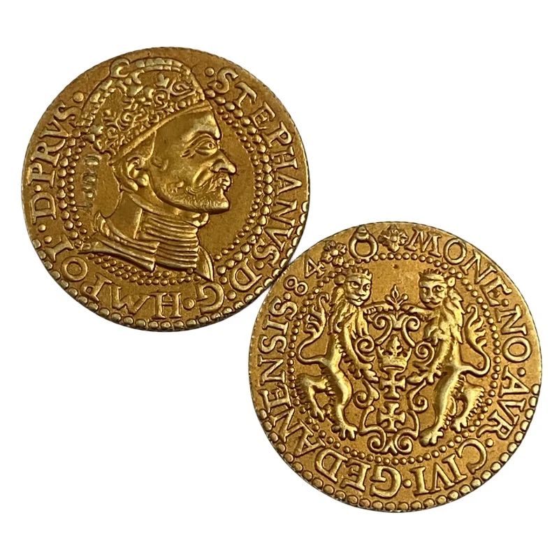 1584 Polish–Lithuanian Commonwealth Dukat gdanski - Stefan Batory Gold Copy Coin