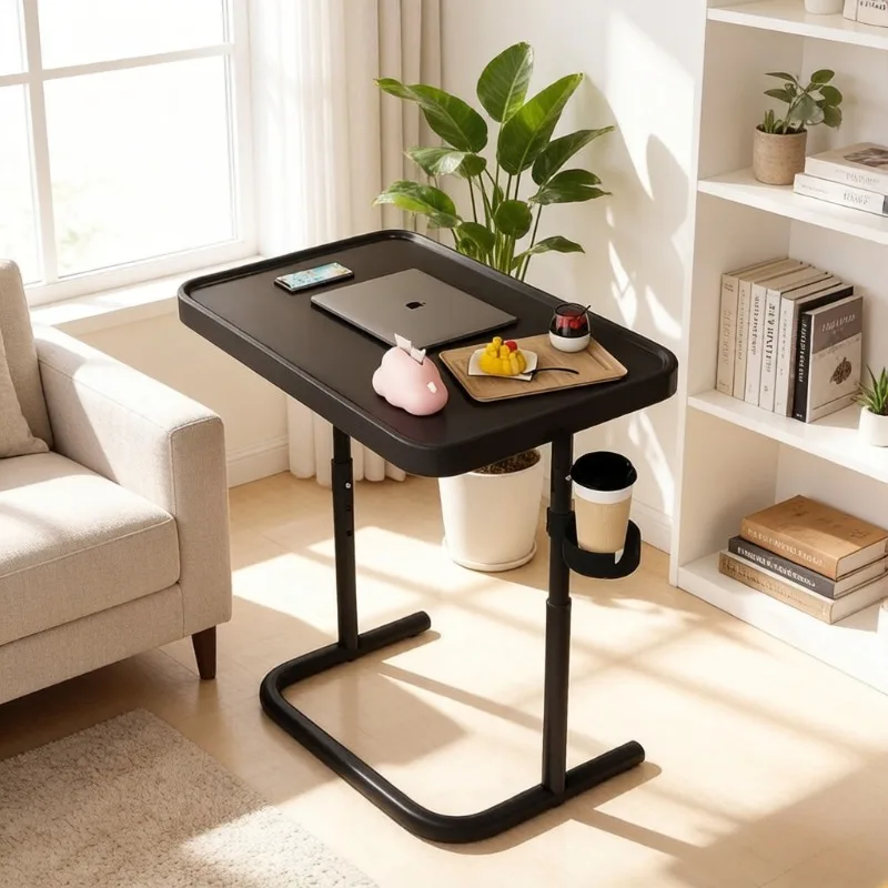 Movable Foldable Bedside Table, Computer Desk with Wheels, Multi-Purpose Small Desk for Dormitory Bed, Bedroom, Living Room