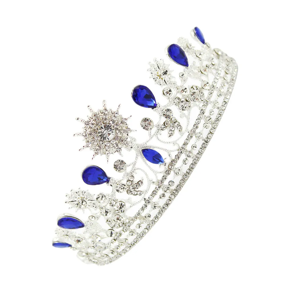 

1 шт. Свадебная корона в стиле барокко синего цвета из сплава с кристаллами, шикарный классический головной убор для выпускного вечера, вечеринки, годовщины, фотосессии