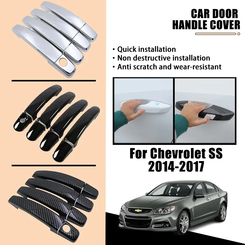 Door Handle Covers For Chevrolet SS Holden Commodore 2014-2017 ABS Carbon Fiber Chrome Car Accessories Catch Rustproof Stickers