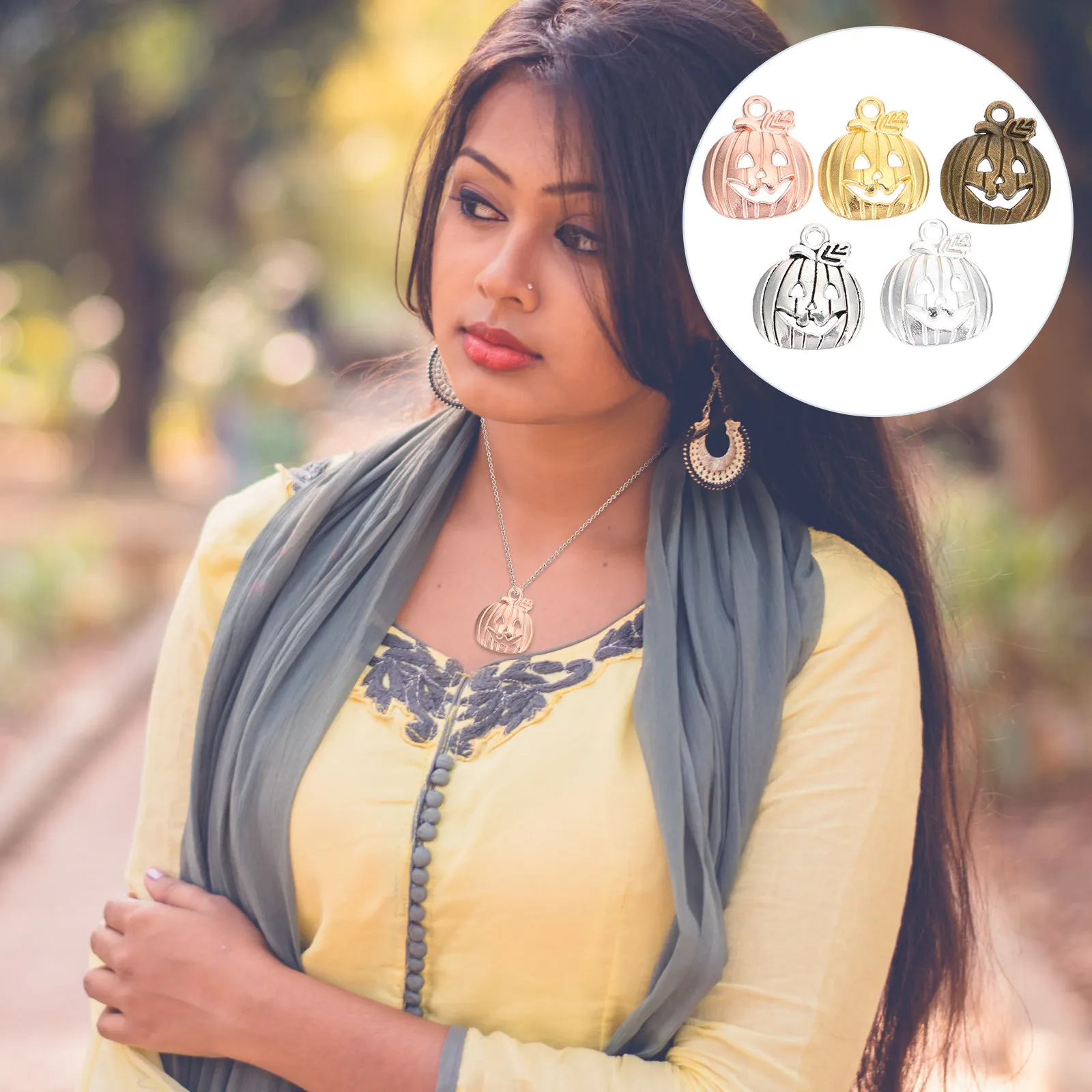 150Pcs Alloy Halloween Pumpkin Pendants DIY Jewelry Making Craft Charms Halloween Jewelry Pendant Funny Necklace Pendent