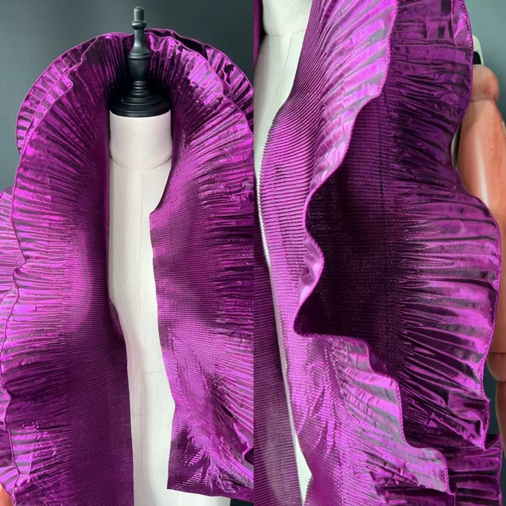 

Metallic Lustrous Big Wave Lace Fabric 1 Yard 15cm Wide Pleat Mesh Organza Ruffle Dress Accessories Fashion