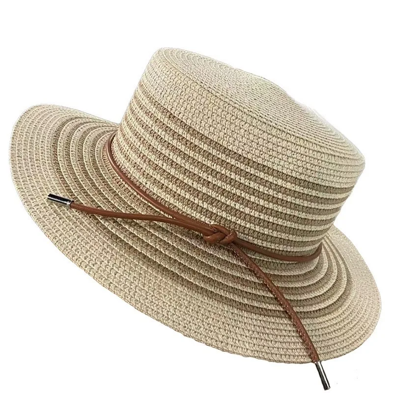 Fashionable striped hat for women summer outing and flat brim top