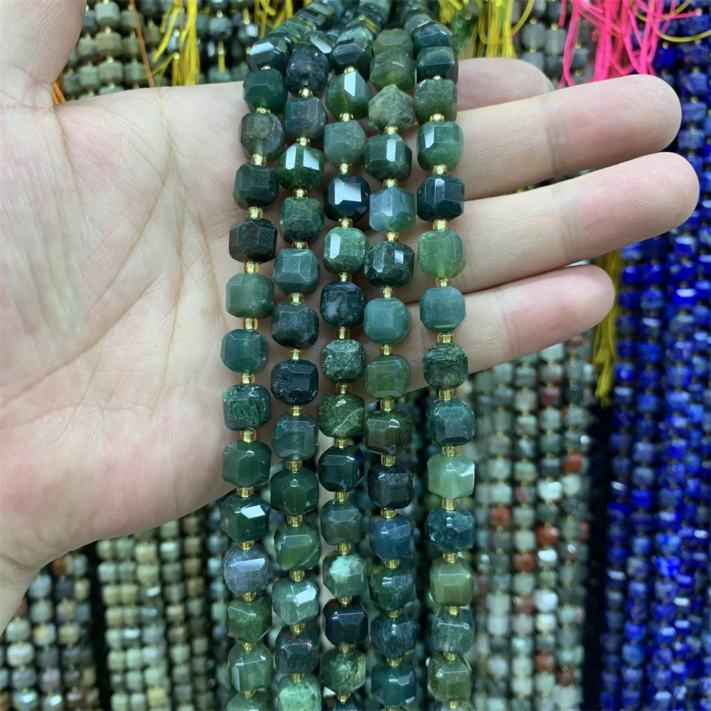 Natural Agate Moss Agate Lndia Agate Faceted Cube Beads Loose Gemstone For Jewelry Making Diy Bracelet Necklace Design 6-7mm