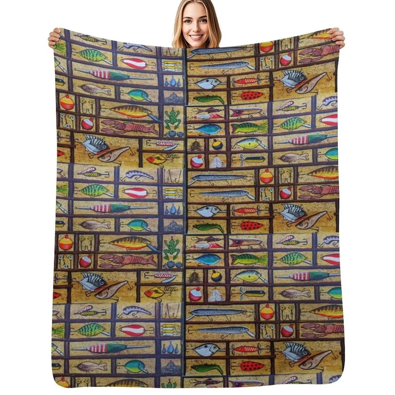 

Fishing Lures Collection Throw Blanket Shaggy Travel Blankets For Baby Quilt Blanket