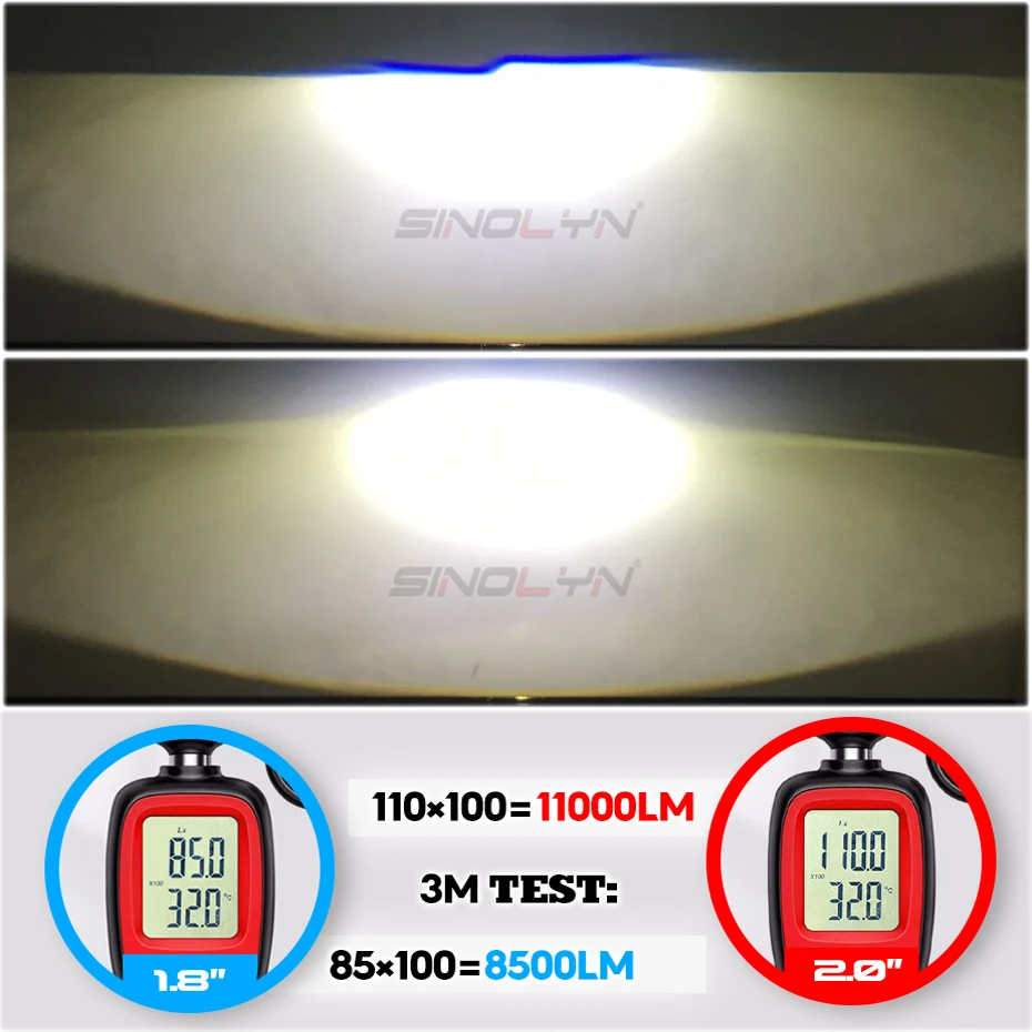 Sinolyn 1.8 2.0 Inch Blue Bi LED Projector Lenses For Headlights H7 H4 H1 9005 9006 9007 LED Lights Auto Car Lights Motorcycles