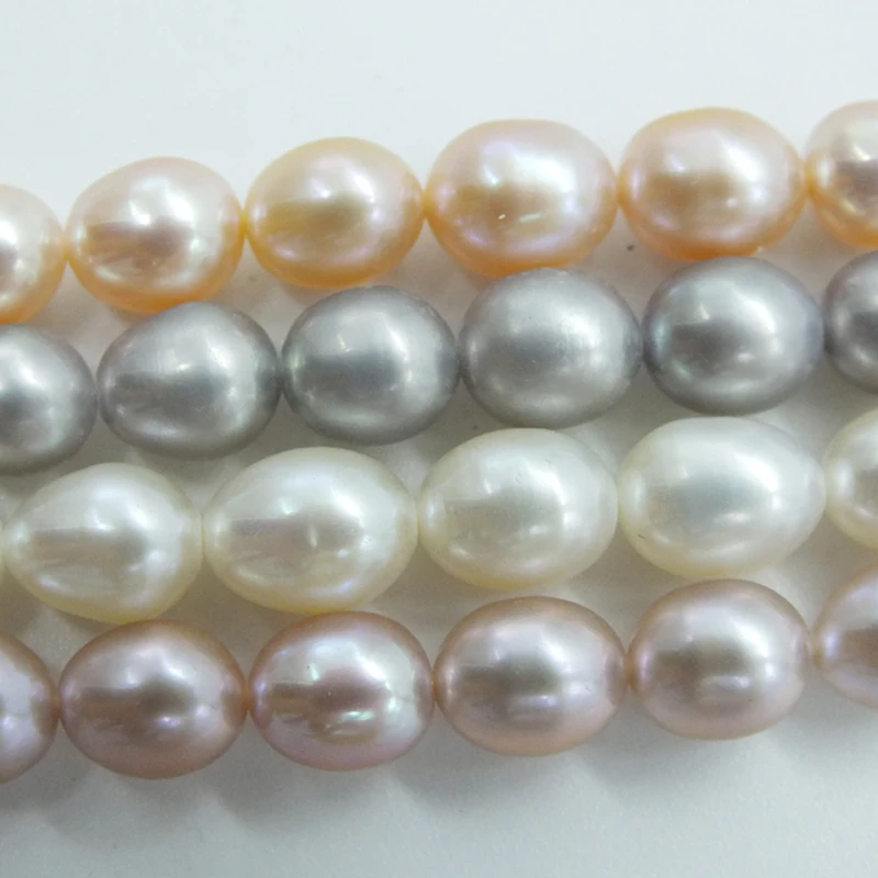 

7-8MM AAA+AA, 5A/Natural Freshwater Rice Granular Pearl, Grey/Purple/White/Pink DIY Women's Luxury,Loose Beads 15"