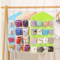 Hot 16 Pockets WardrobePockets Clear Hanging Bag Socks Bra Underwear Stationery Rack Hanger Storage Saving Space Tidy Organizer