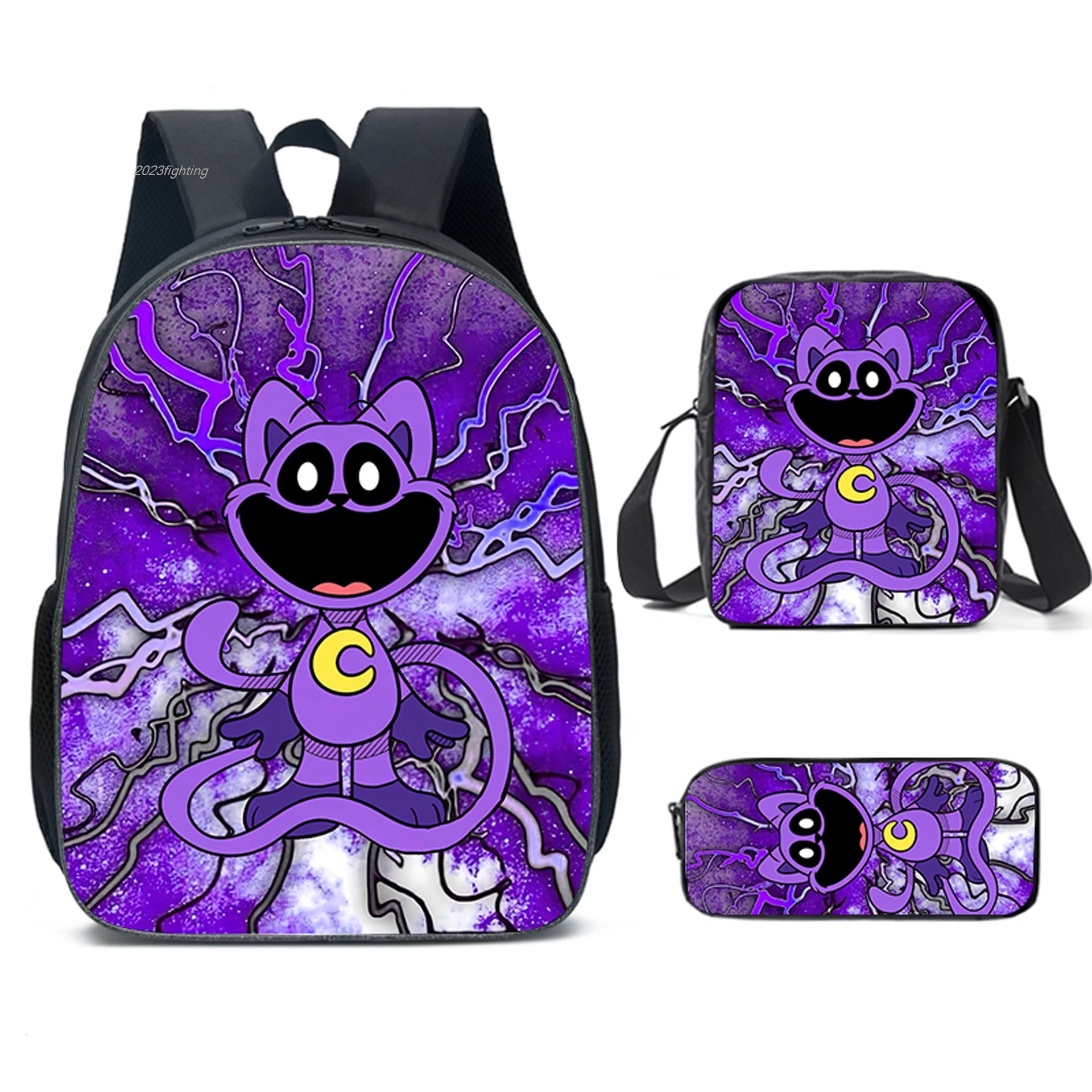 3pcs  Smiling Critters Backpack with Shoulder Bags for Boy Girls Cartoon Prints School Bags Mochila Best Gift for Children