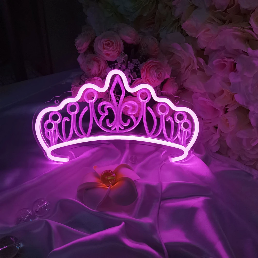 Rainbow Butterfly Crown Light Sign USB Powered Colorful Dimmable Switch Led Neon Sign for Bedroom Shop Bar Sign Party Decoration