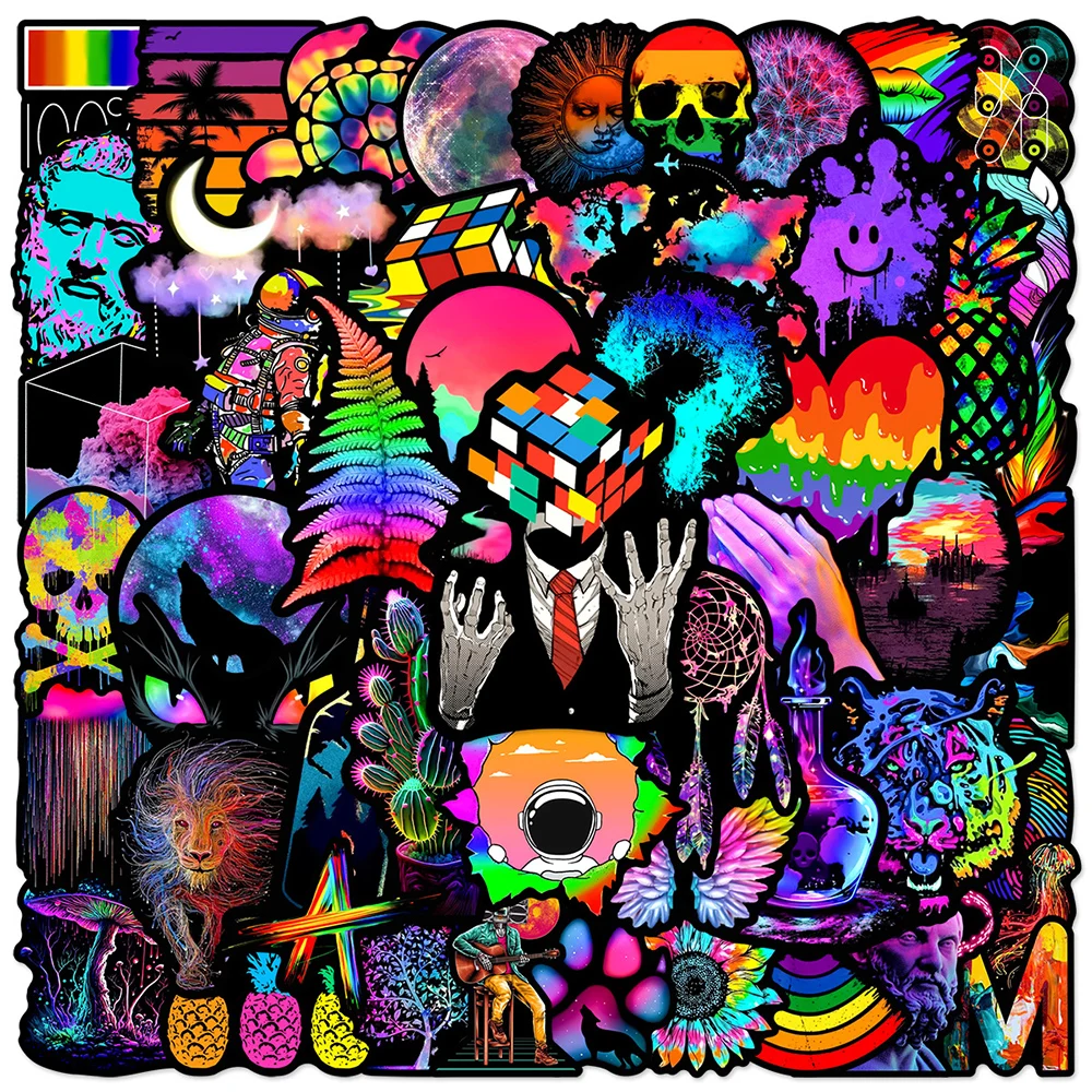10/30/50 sztuk Coloful Art Graffiti naklejki fajne kreskówki naklejki dekoracyjne DIY etui na telefon Notebook Laptop wodoodporne naklejki zabawki