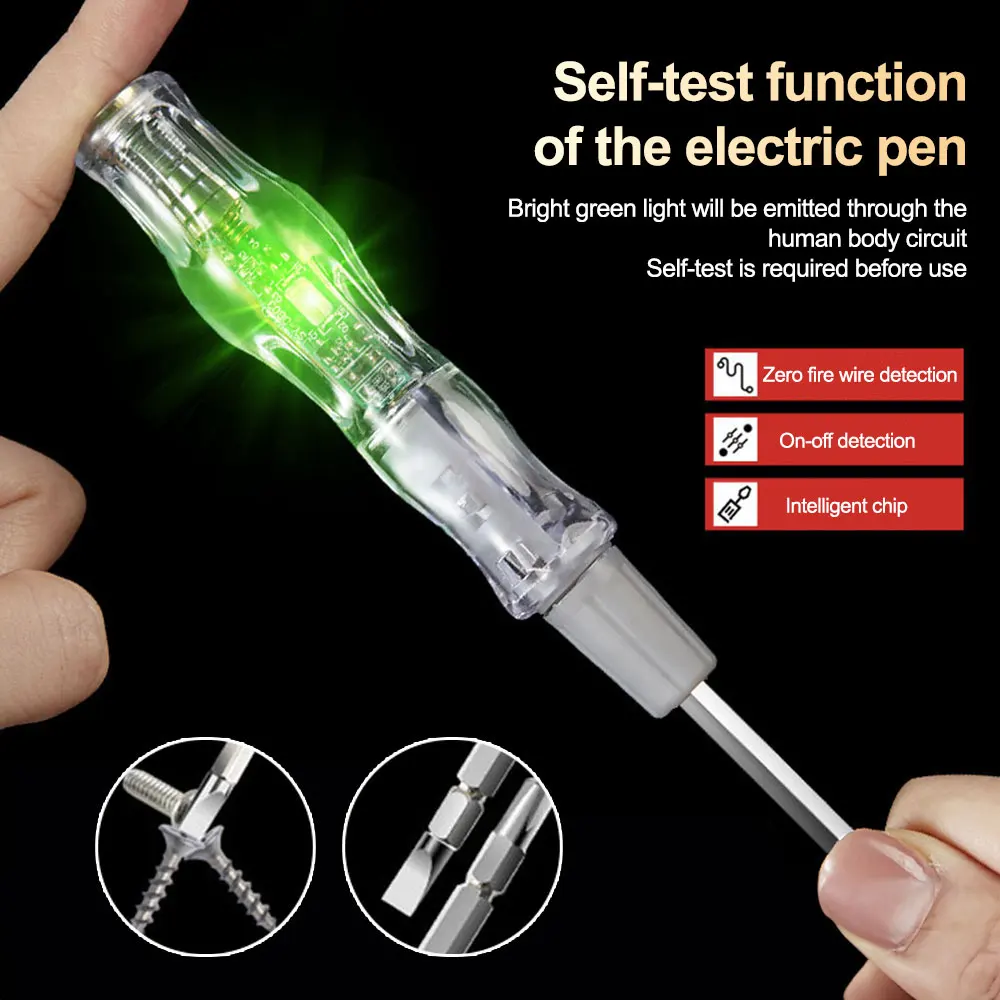 AC 24-250V Voltage Tester Pen LED Alarming Induction Stylus Digital Power Detector Pencil Electric Screwdriver Circuit Indicator