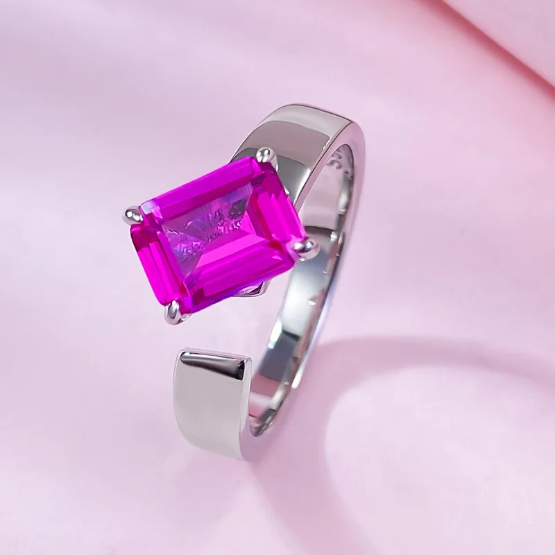 925 new product rupee pink just opened ring for women, European and American fashion versatile, simple women's style