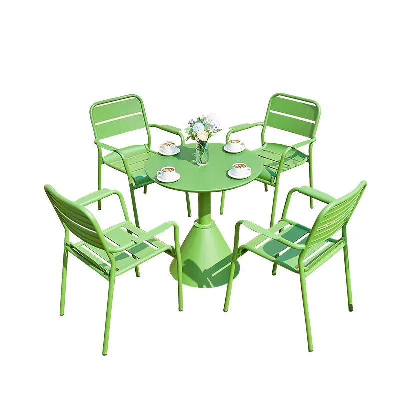 Outdoor cast aluminum table and chair combination, aluminum alloy wrought iron, garden table and chair