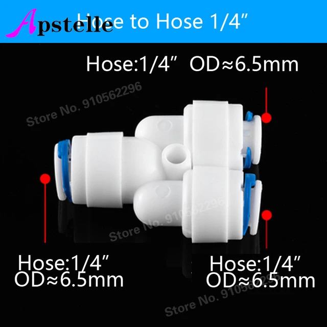 Aptelle RO konektor selang air, sambungan selang air Lurus siku silang 1/4 "3/8" kopling plastik pipa cepat konektor Osmosis terbalik