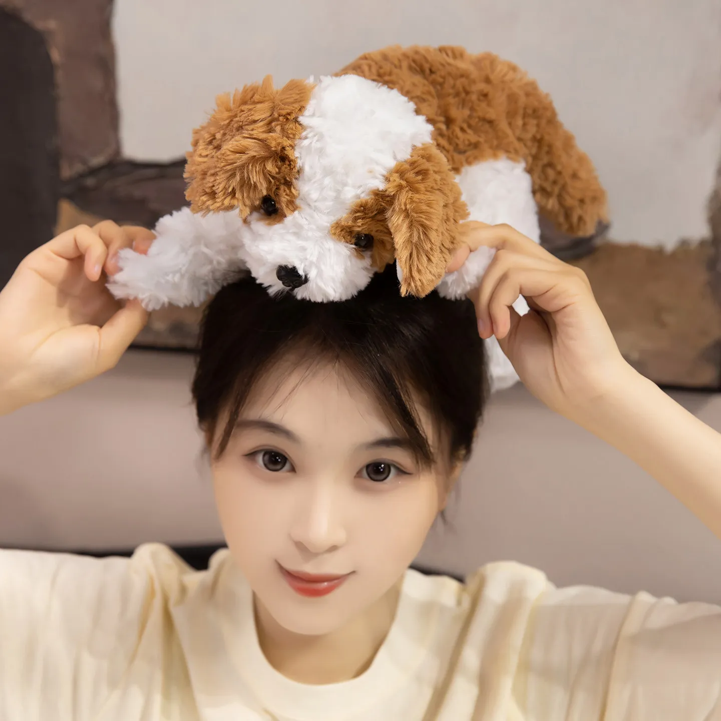 32/42/48CM Kawaii cachorro juguetes de peluche relleno suave deitado almohada de perro peludo compañero de dormir decoración de la habitación regalo de cumpleaños y Navidad