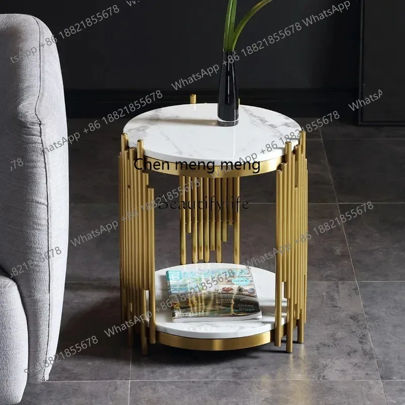 Neue stil Nordic wohnzimmer doppel-schicht gehärtetem glas kaffee tisch modische schmiedeeisen runde rand tisch s8350