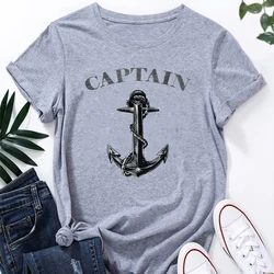 Boat Captain Sailing Printed Short Sleeve Casual Fashion Women T-Shirt Pattern Women's T Shirt Femminile Tee Graphic Tshirt Tops