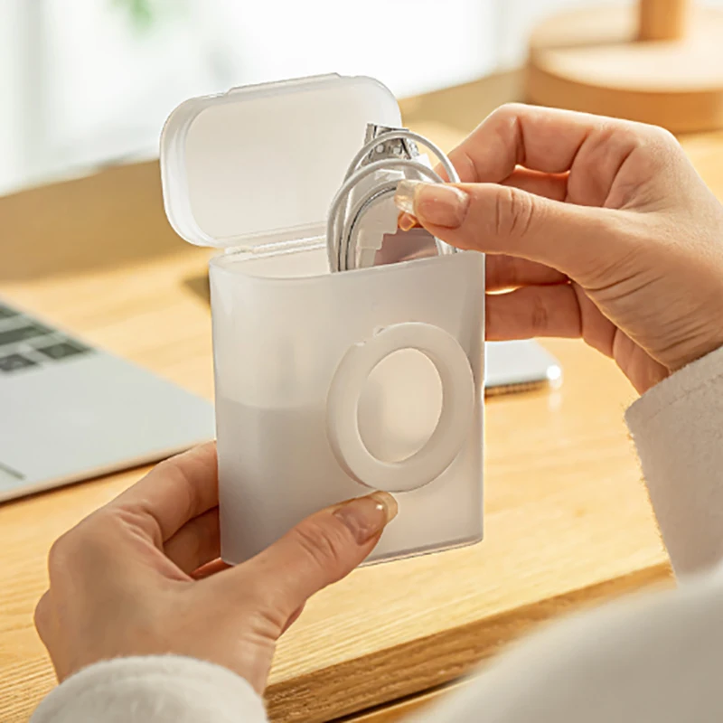 Desktop Data Cable Storage Box Dustproof With Cover Mobile Phone Charger Box Transparent Cable Wire Container Box In Office Home
