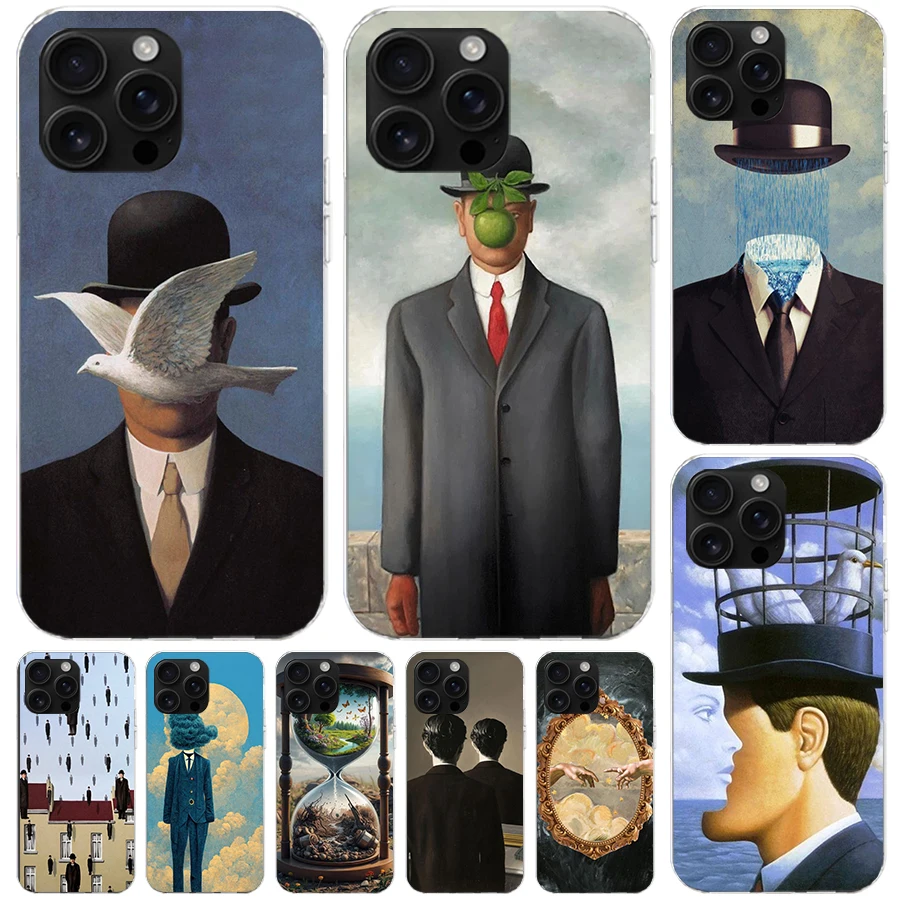 Чехол Rene Magritte Art для iPhone 17 Air 16 16E 15 Pro Max 14 Plus 13 Mini Phone Case 12 11 7 8 SE с индивидуальным принтом 16 15
