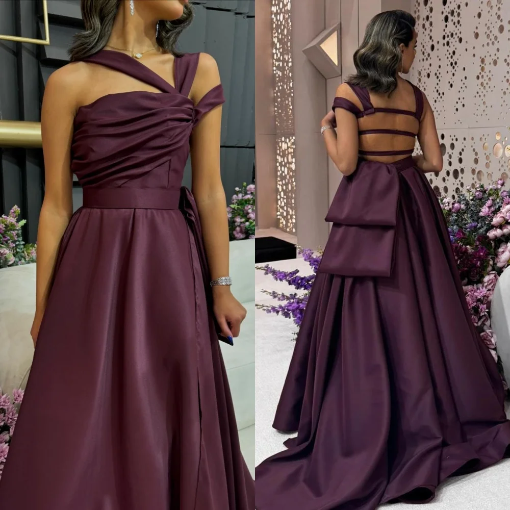 Customized Modern Style Fashion Pleat Sash Draped A-line One-shoulder Long Dresses Bespoke Occasion Dresses Exquisite Elegant