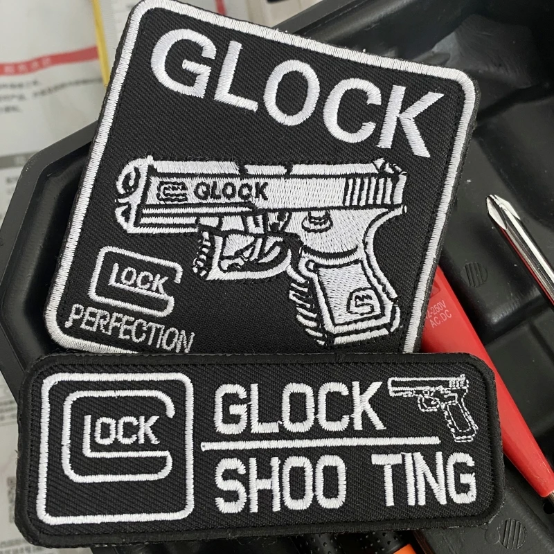 GLOCK SHOOTING Embroidery on Clothes Morale Badge Pistol Patch Military Backpack Tactical Stickers FIREARMS INSTRUCTOR Hook&Loop