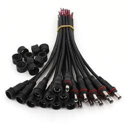10Pairs Waterproof 5.5 x 2.1mm DC Power Male and Female 20cm Cable Plug Connector