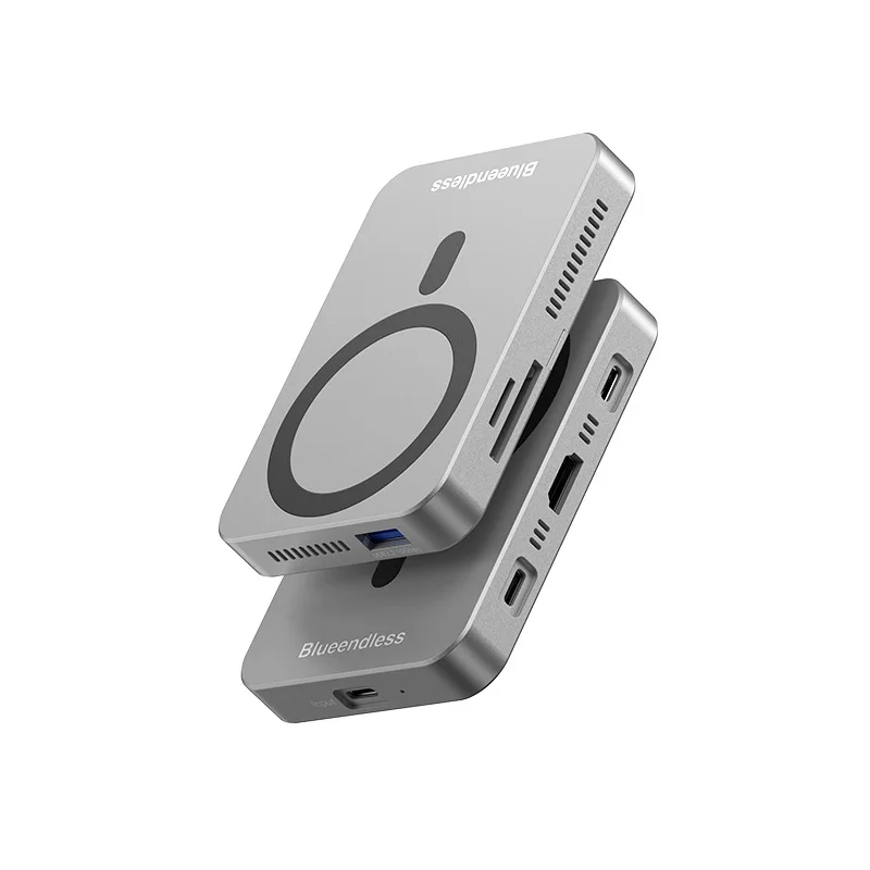 

8-in-1 magnetic docking station, NVME SSD enclosure, hdmi reader, USB3.2 hub, multi-functional expansion