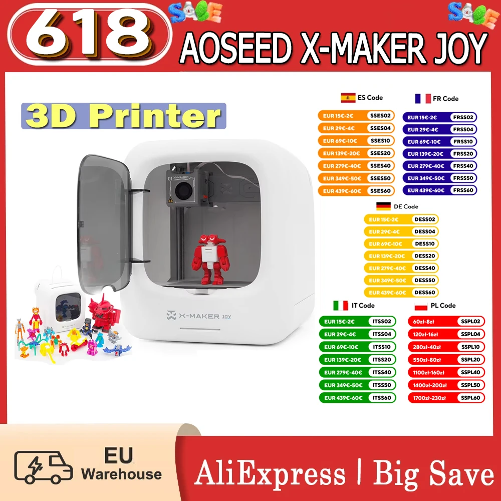 طابعة AOSEED y JOY ثلاثية الأبعاد للأطفال ، تفاعل ، صوت ذكي ، صوت AI ، تحكم x من من من من من من ؟ ؟ ، فاصل زمني للتطبيق ، فيديو ، برنامج صغير ، EU