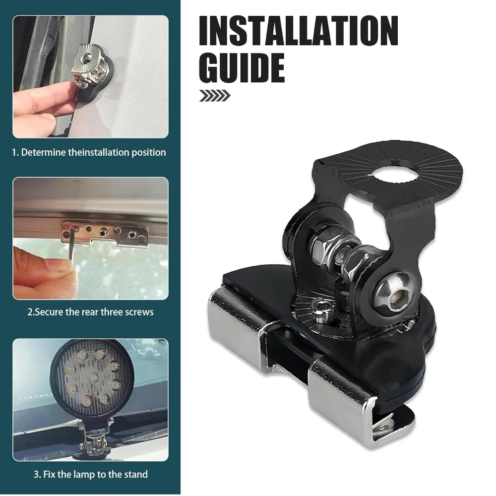 2 PCS Car Hood Light Bar Non-Destructive Fixing Bracket Waterproof Adjustable Spotlight LED Work Light Base Buffer Fixed
