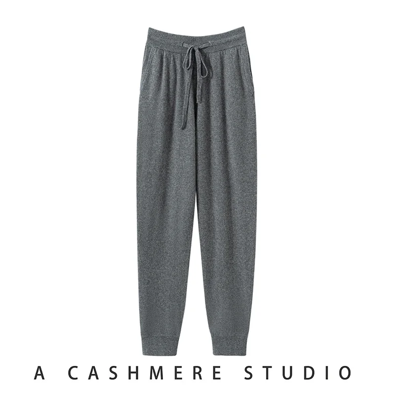 Высокое качество, 100% кашемировые брюки, мужские брюки с высокой талией, осень-зима, новые повседневные вязаные леггинсы, теплые модные свободные мужские брюки