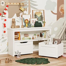IRONCK Toy Storage Organizer for Boys and Girls, with Drawers, Wheels and Open Shelf for Nursery, Playroom, and Bedroom, White