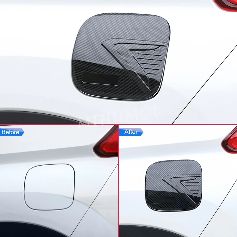 For Mitsubishi Eclipse Cross 2018-2026 Carbon Fiber Car Gas Fuel Tank Cap Oil Box Cover Trim Accessories