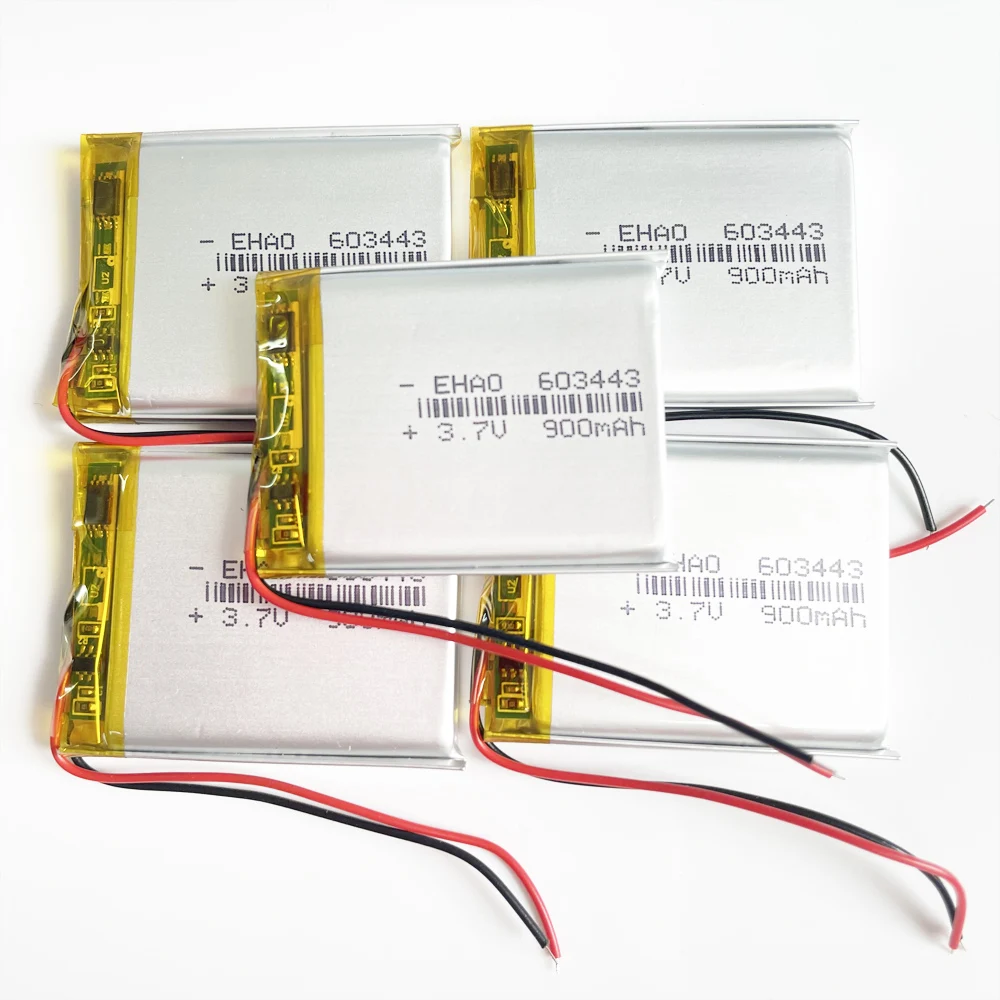 Lot 5 PCS 3.7V 900mAh Lipo Polymer Lithium Rechargeable Battery For MP3 GPS Navigator DVD Recorder Headset E-book Camera 603443