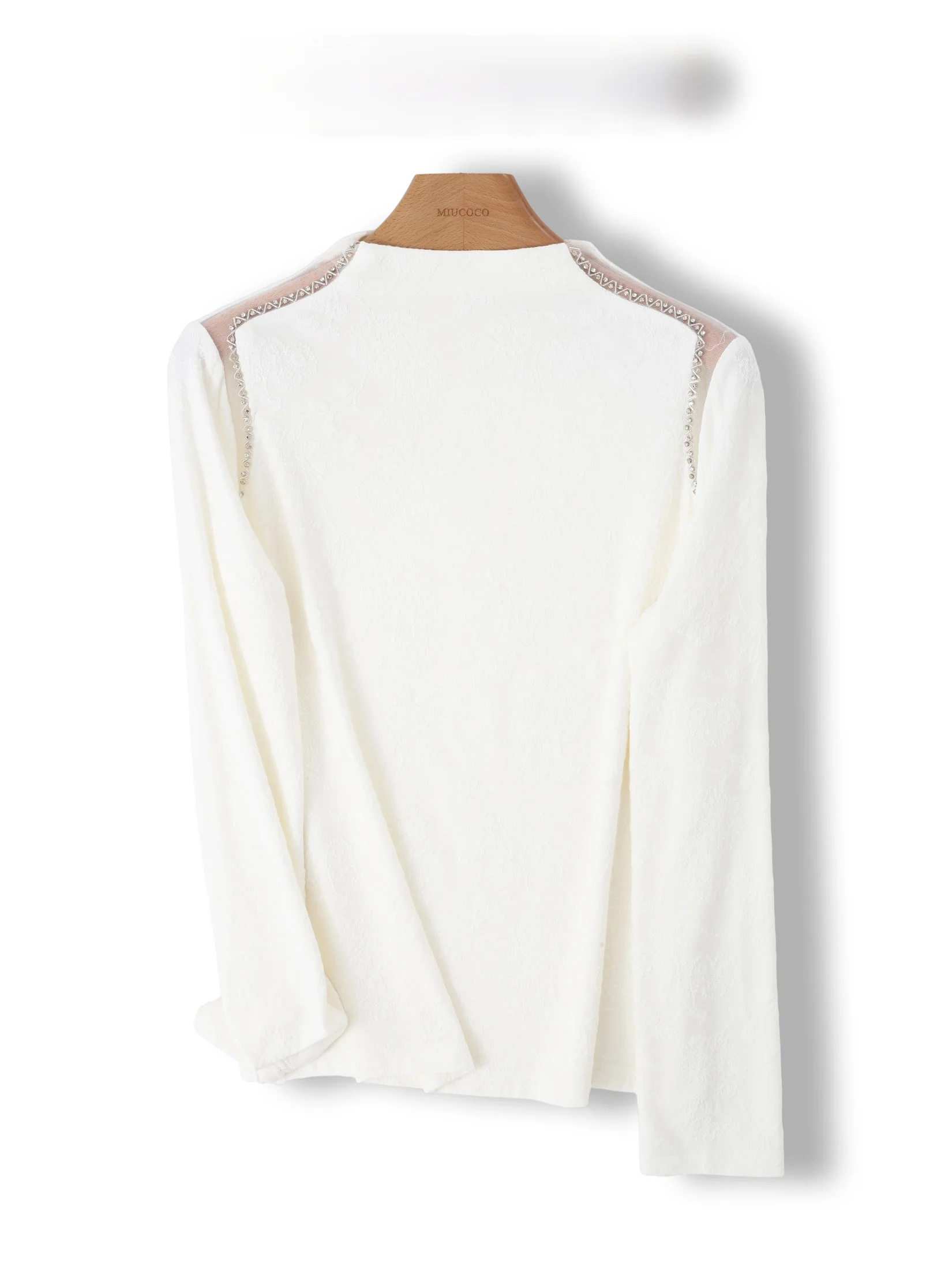 

Elegant Style Double Shoulder Mesh Base Shirt with Built-in Beauty Filter Heavy Embroidery Floral Pattern Inner Wear Top for ...