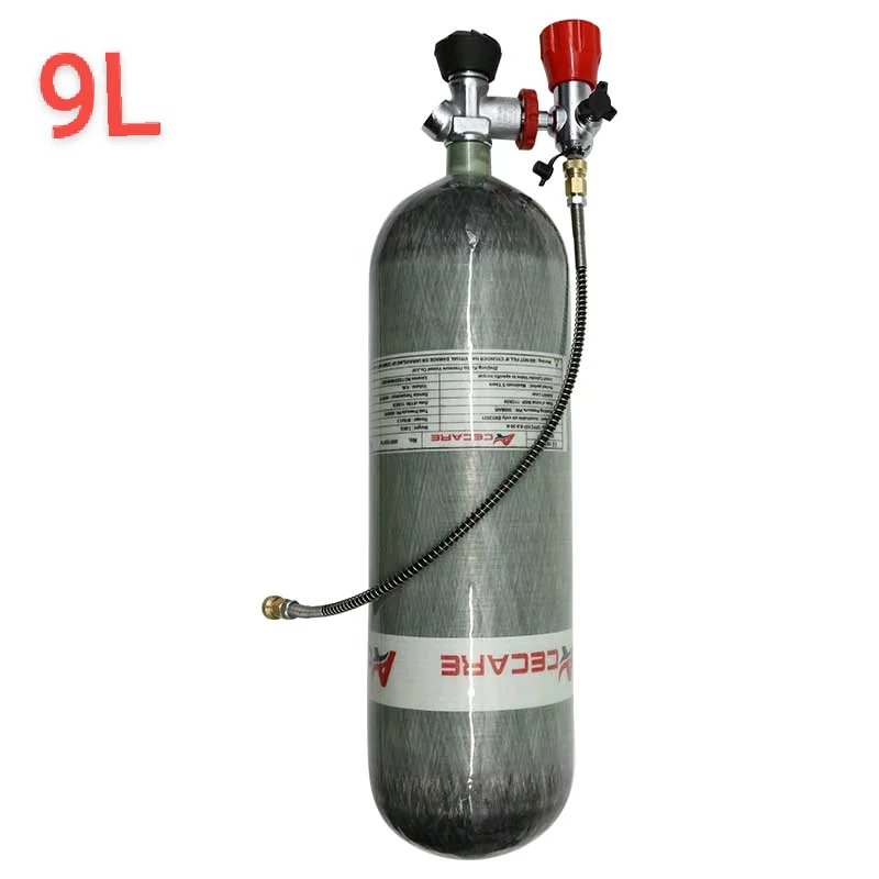 ACECARE 9L CE 300BAR 4500PSI High Pressure Diving Air Tank with Fill Station Carbon Fiber Cylinder Valve Thread M18*1.5