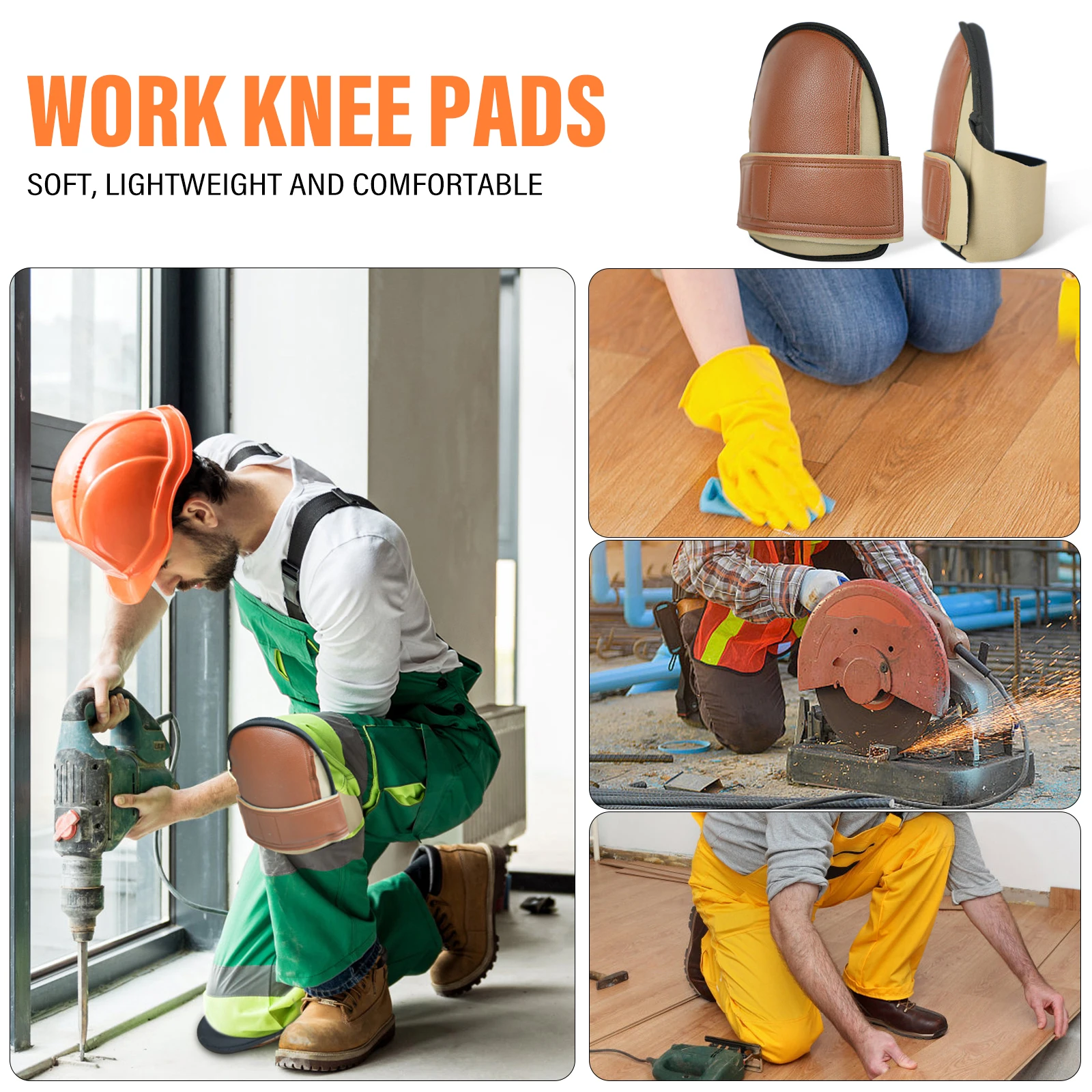 SuperSoft Leatherhead Safety Kneepads for Working Knee Protector Garden Mason, Large Size, in Pairs
