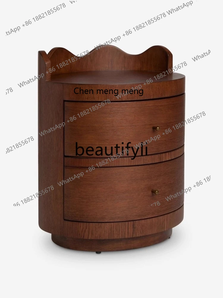 X Solid wood little prince bedside table retro wavy storage locker