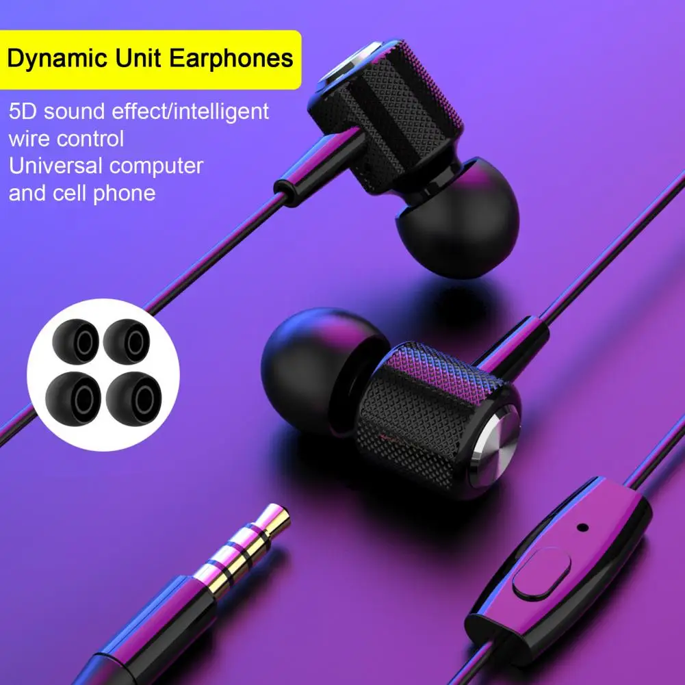 In-Ear Earphones 5D Surround Sound with Microphone Wired Headphones 3.5mm Sport Earbuds Stereo Headset for Mobile Phone Computer