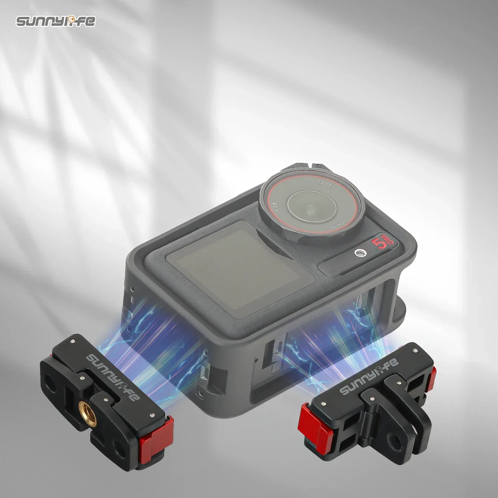 Sunnylife-soporte adaptador magnético de liberación rápida, montaje de interfaz 1/4 para DJI Action 5 Pro/Action 4/3/2, accesorios de cámara