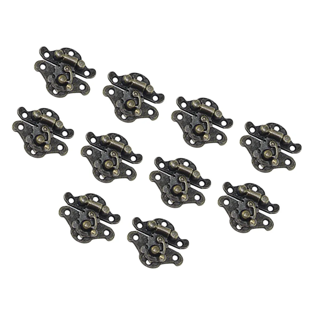 

10Pcs Hasps Wooden Box Latch Retro Embossed Metal Clip Clamp Durable Closure for Jewelry Cases Chests Vintage Hardware