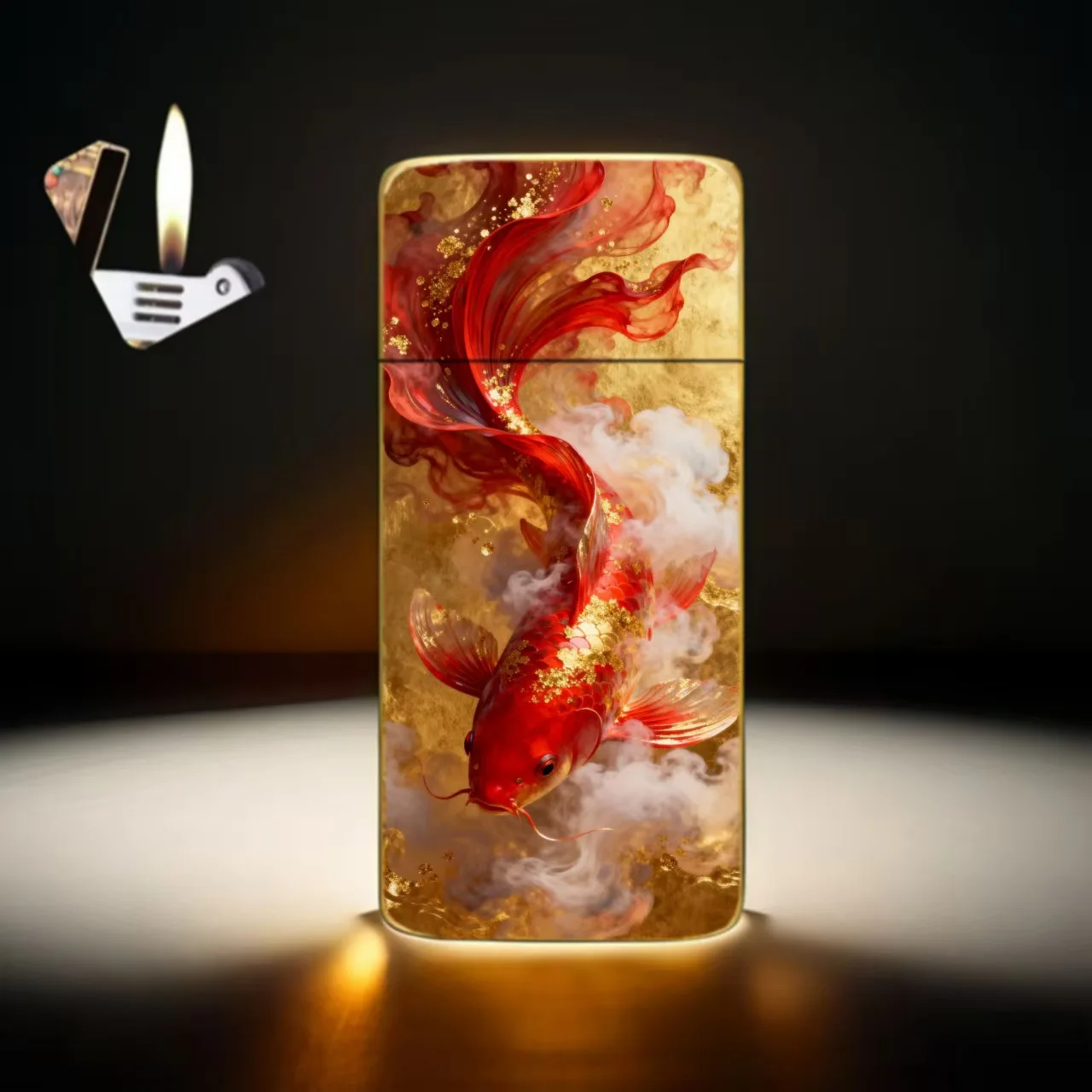 New Enamel Craft Metal Gass Lighter Ultra Thin Gold Pattern Portable Windproof Lighter Creative Gift for Men Business Daily Use