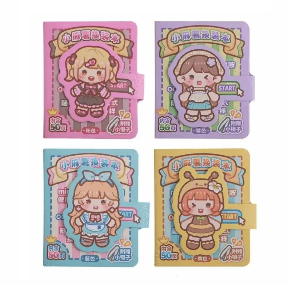 Self Adhesive Mini Dress-Up Sticker Book Cartoon Style Pre-Cut Stickers Cartoon Decorative Sticker Book Tweezer Included