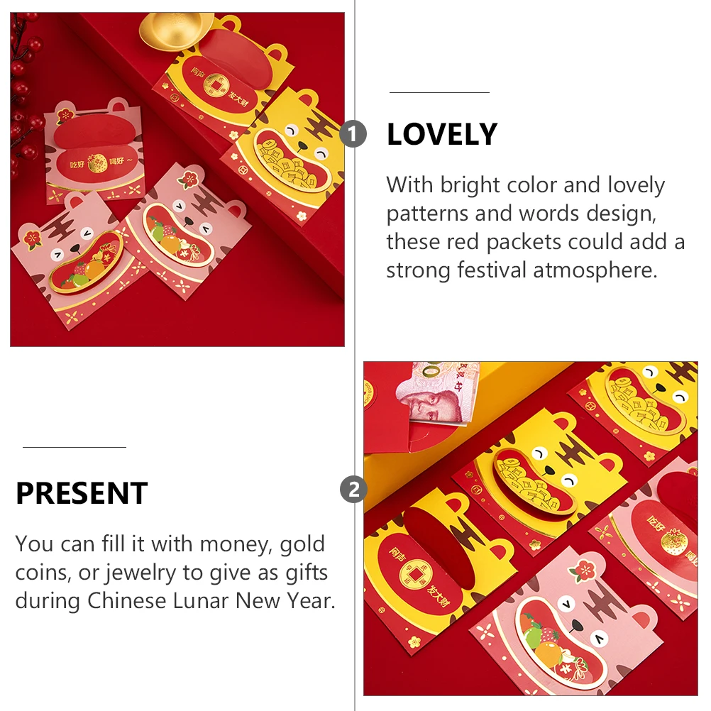 

6 Pcs Red Envelope Envelopes Spring Festival Lucky Money Lunar New Year Chinese Paper