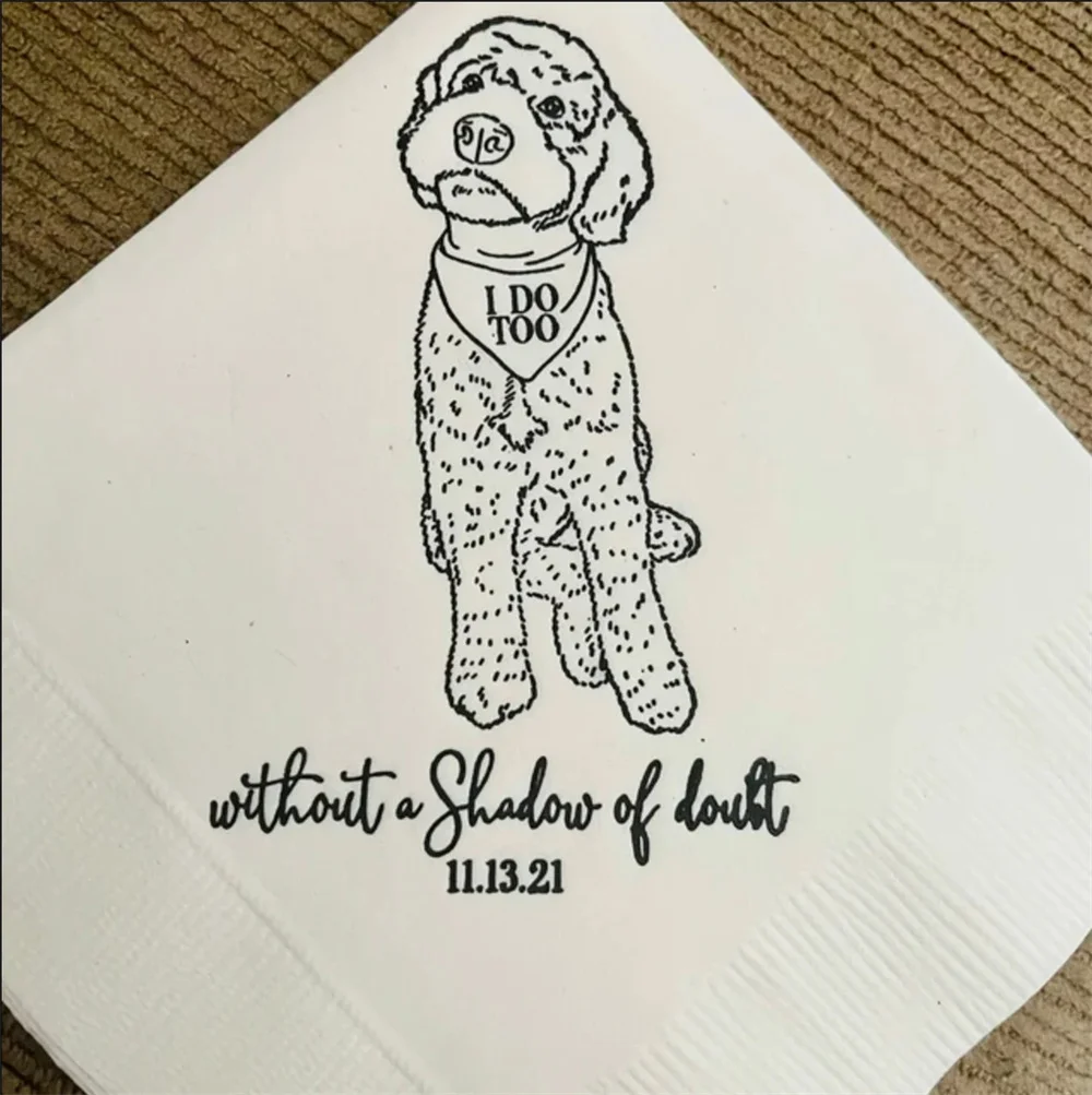 Dog Cocktail Napkins Wedding Napkins Dog Napkins Wedding Napkins Personalized Pet Cocktail Napkin Custom Cocktail Dog Napkins We