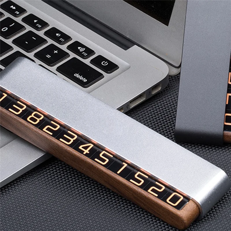 

Car Temporary Moving Sign Creative Double Number Phone Number Plate Can Be Hidden Luminous Silver
