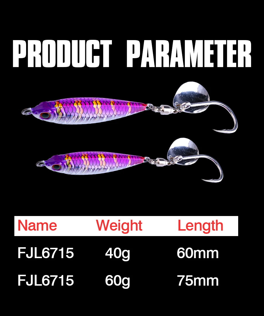 FJORD 30g 40g 60g 80g Metall Jig Angeln Köder Schwanz Spinning Mit Haken Künstliche Köder Harte swimbait Meer Angeln Zubehör – Detail 2