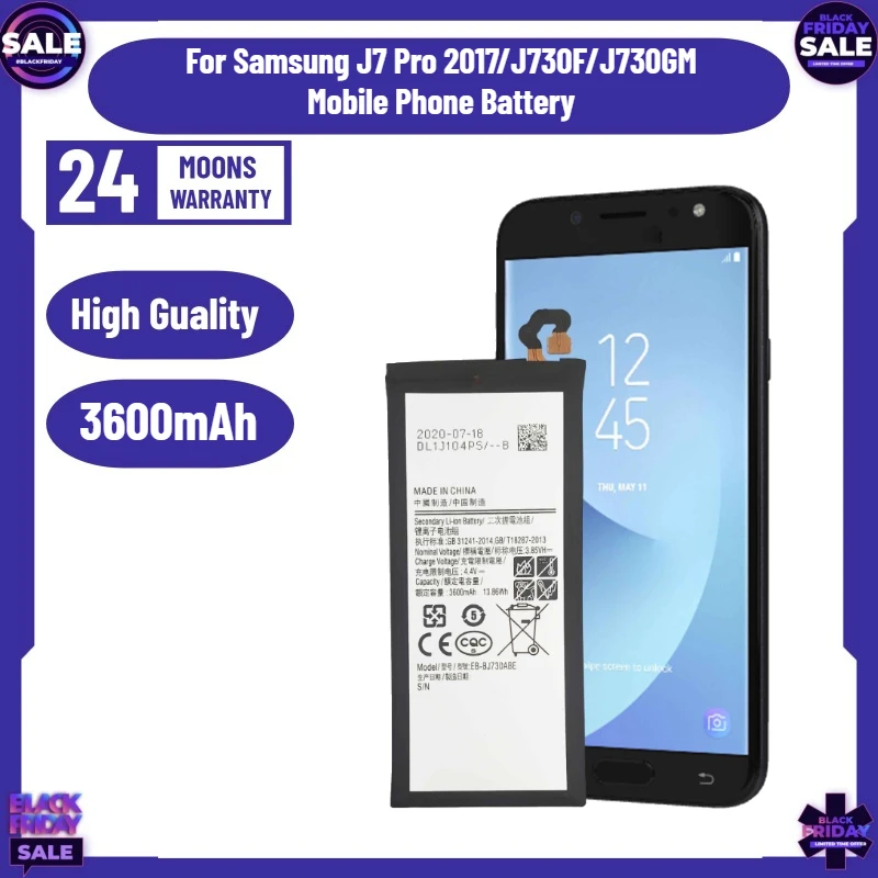 

3.8（V）3600mAh EB-BJ730ABE for Samsung J7 Pro 2017/J730F/J730GM Mobile Phone Battery